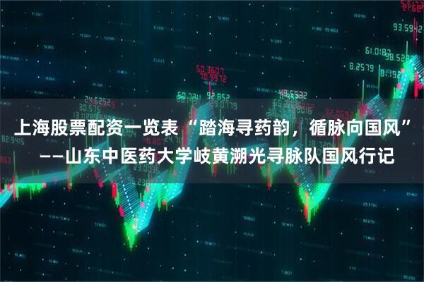 上海股票配资一览表 “踏海寻药韵，循脉向国风”  ——山东中医药大学岐黄溯光寻脉队国风行记